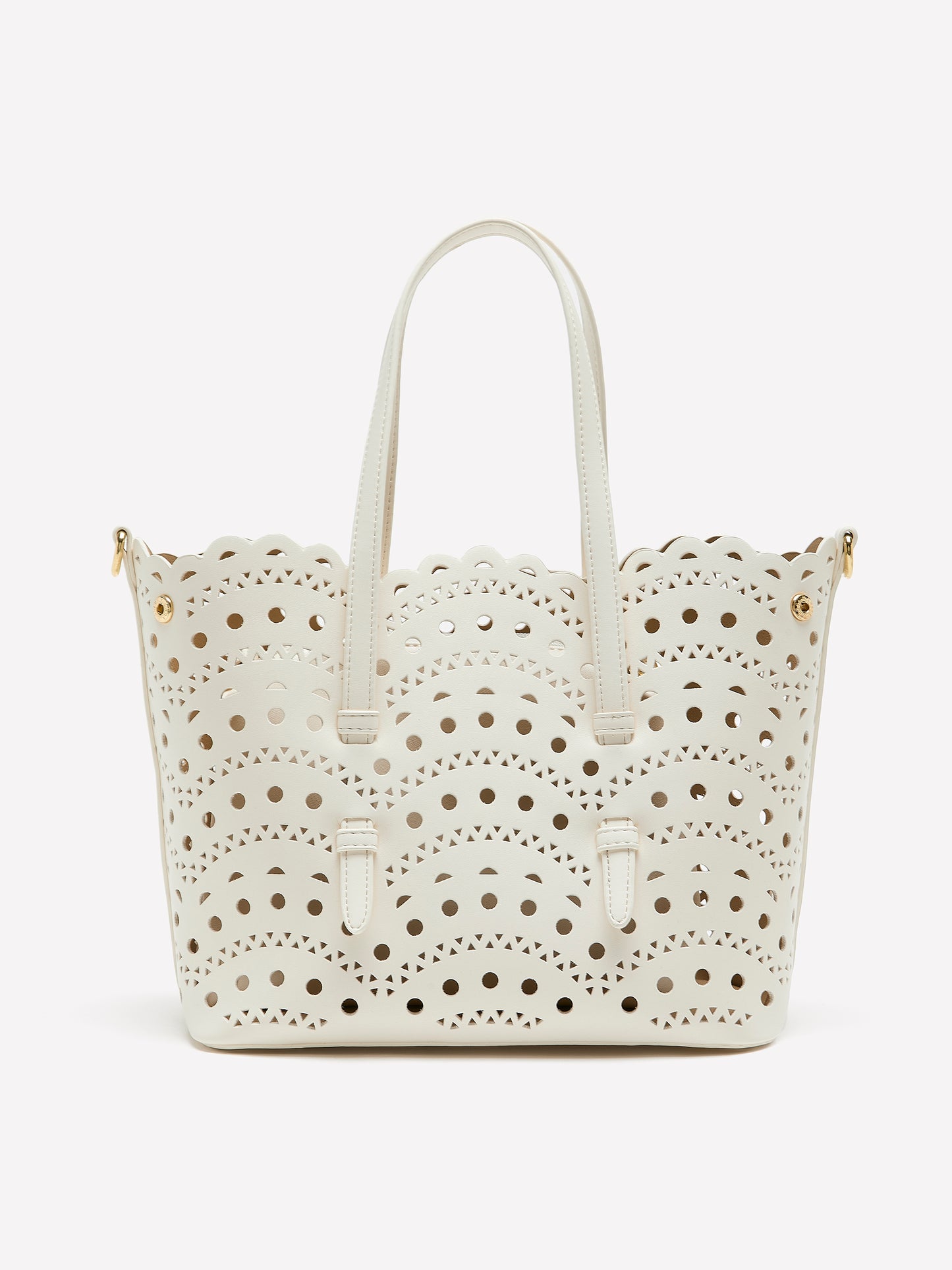 White Perforated Crossbody Handbag