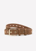 Cognac Faux-Suede Belt with Metallic Eyelet
