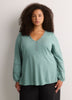 Slight Swing V-Neck Blouse with Crochet Tape