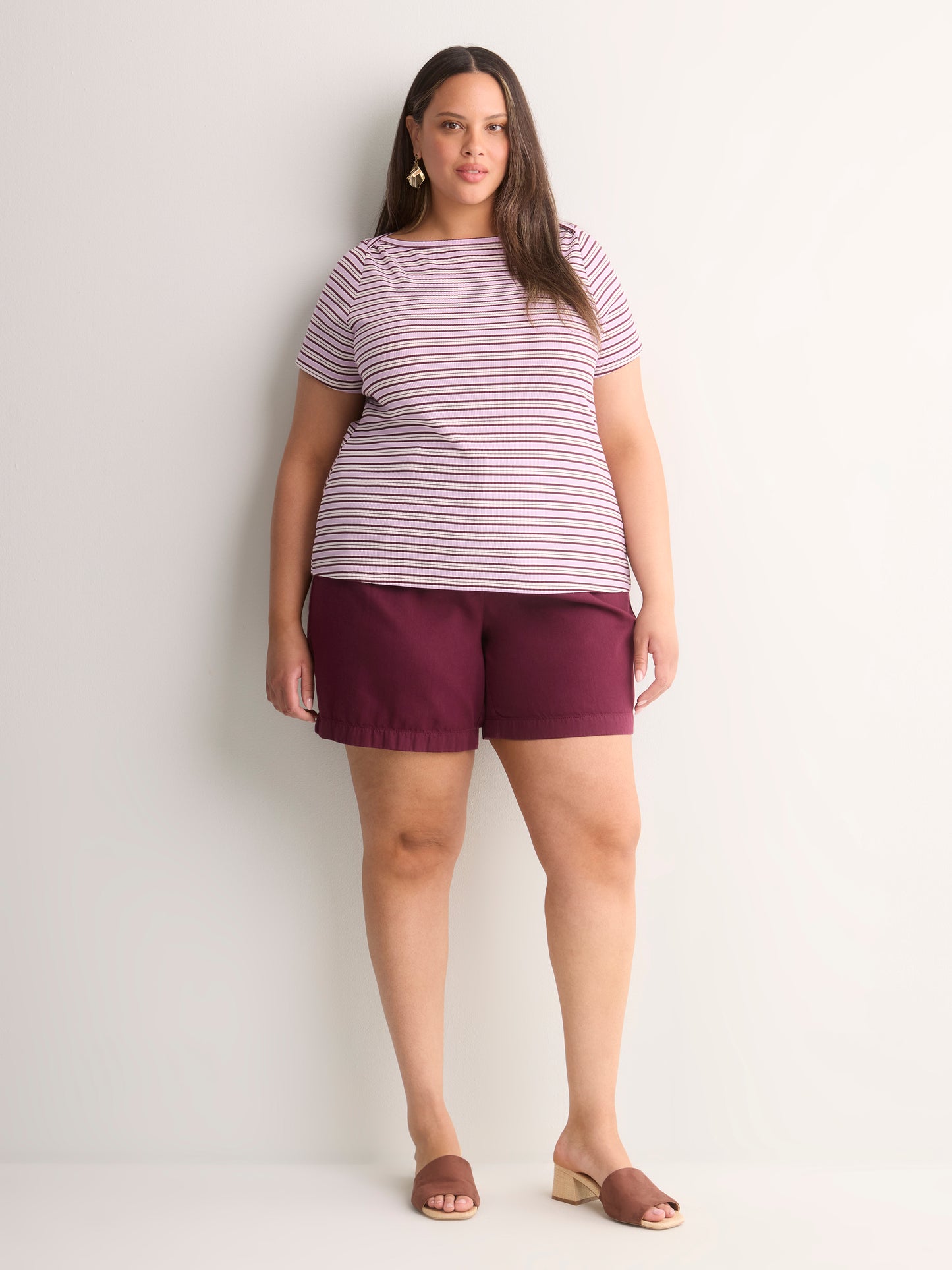 White Fitted Boat-Neck Ribbed Knit Baby Tee