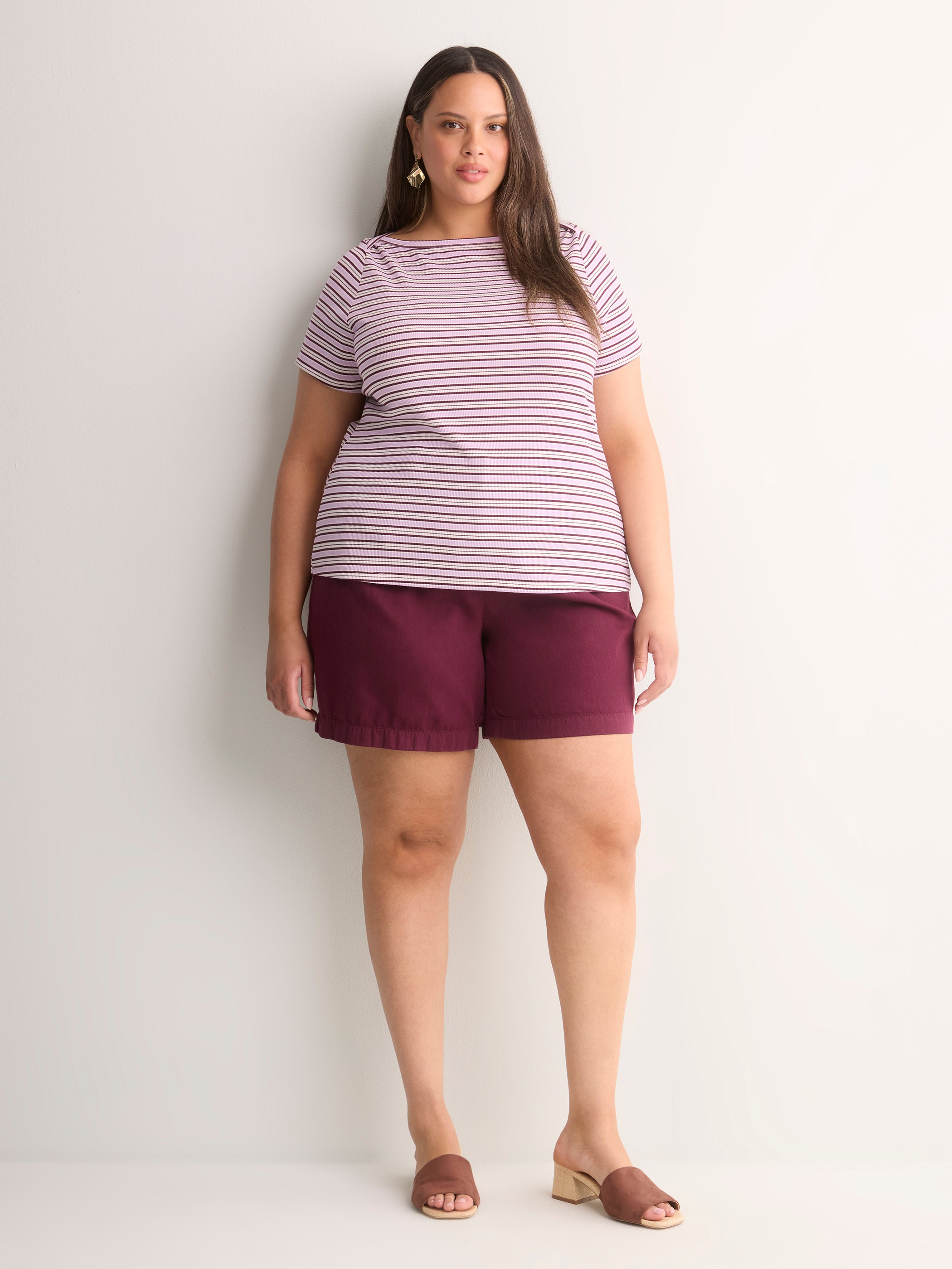 White Fitted Boat-Neck Ribbed Knit Baby Tee