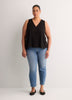Responsible, Black Sleeveless V-Neck Swing Top
