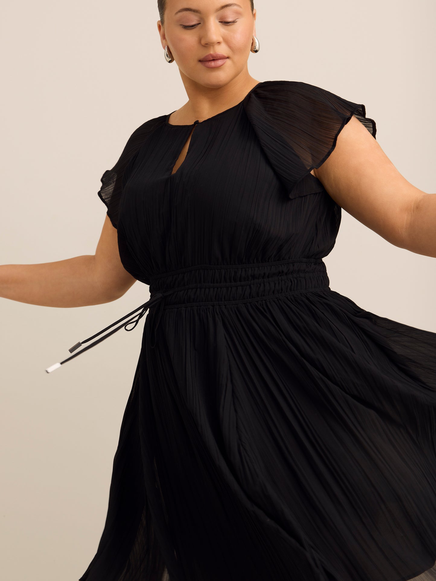 Raglan Short-Sleeve Dress with Elastic Waist - Addition Elle