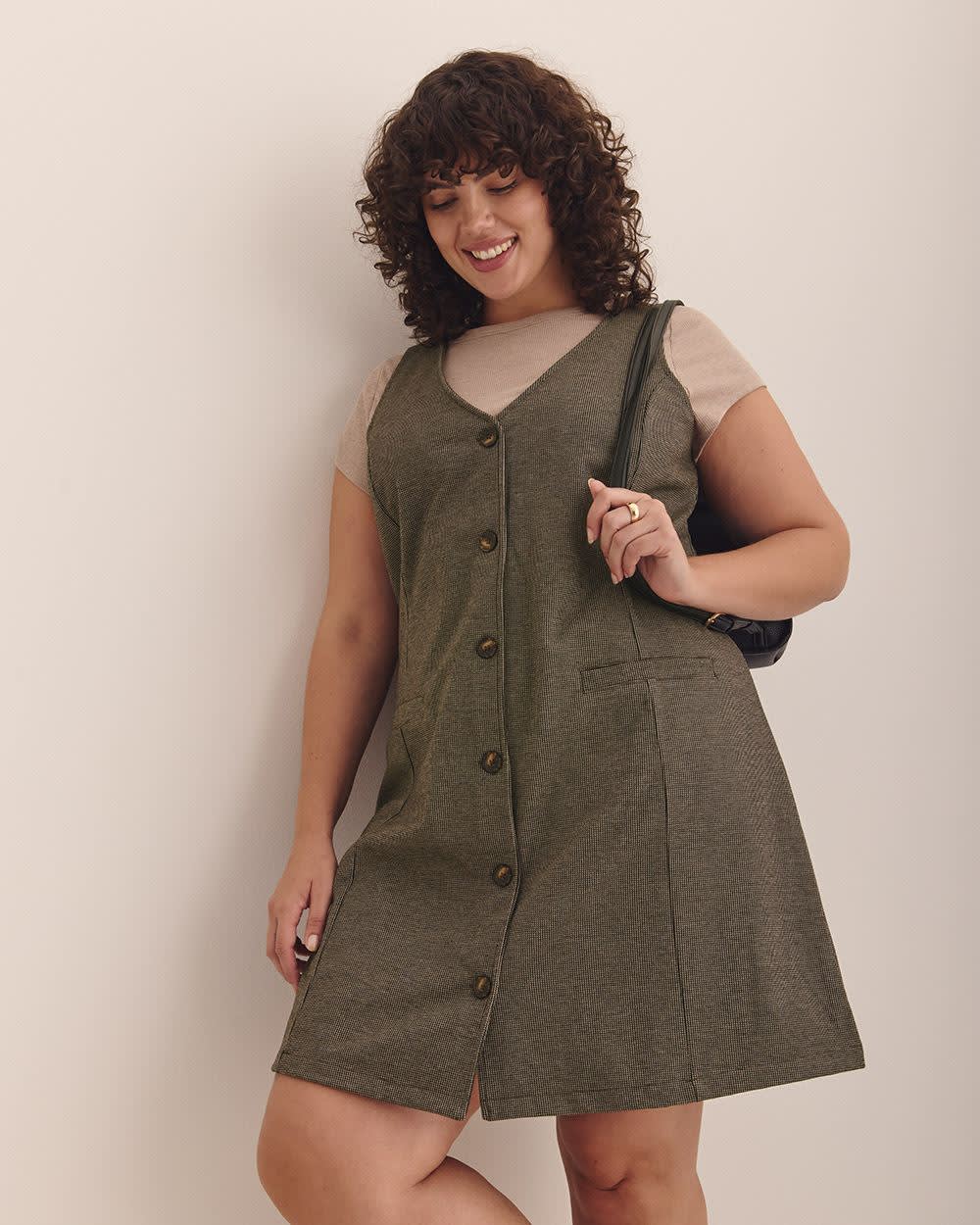 Robe en tweed sans manches à  col en U