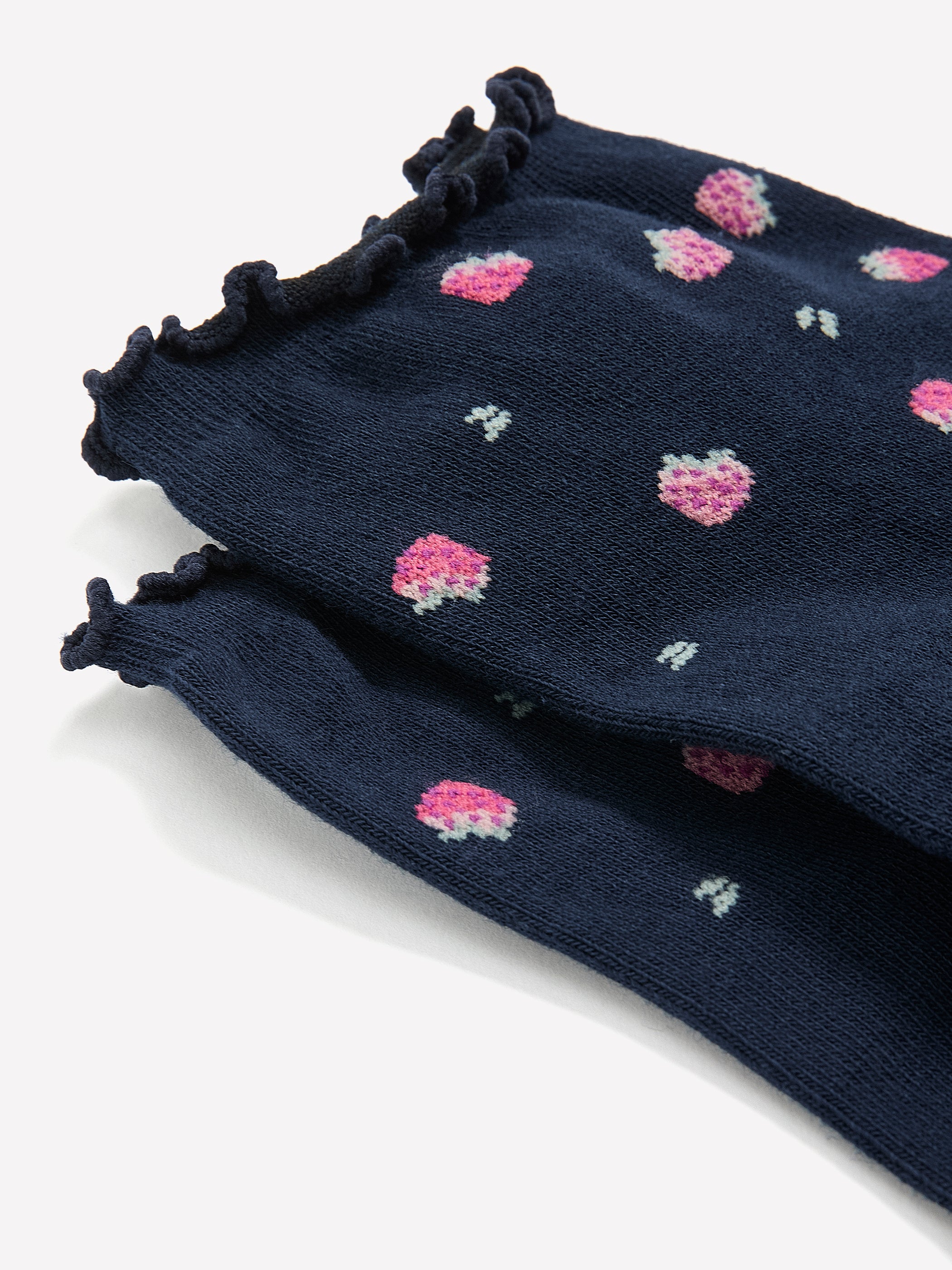 Printed Ankle Socks with Lettuce Edge