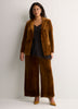 Golden Velvet Wide-Leg Pull-On Pant