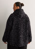 Hooded Printed Sherpa Zippered Jacket - Active Zone