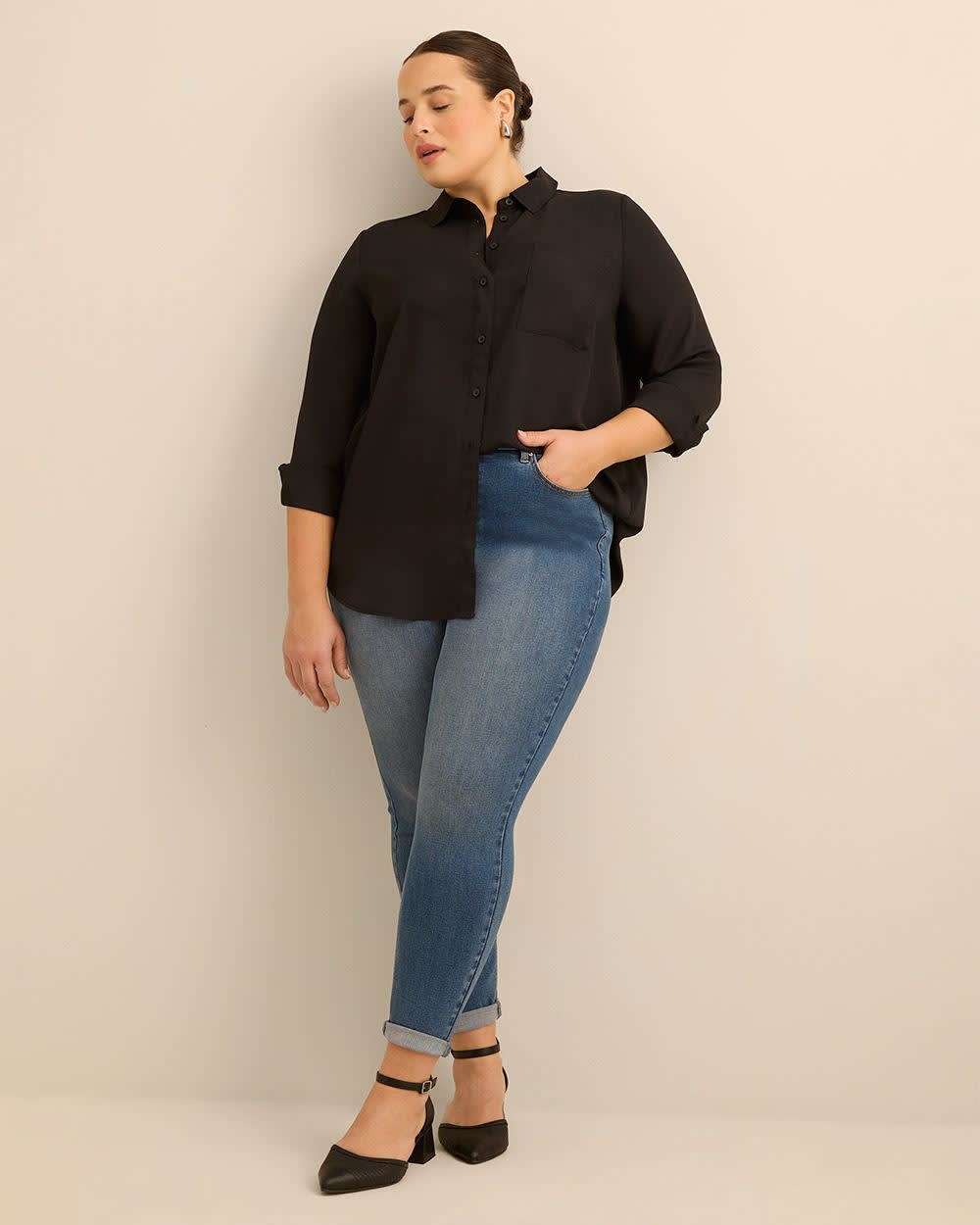 Silky Buttoned Down Tunic