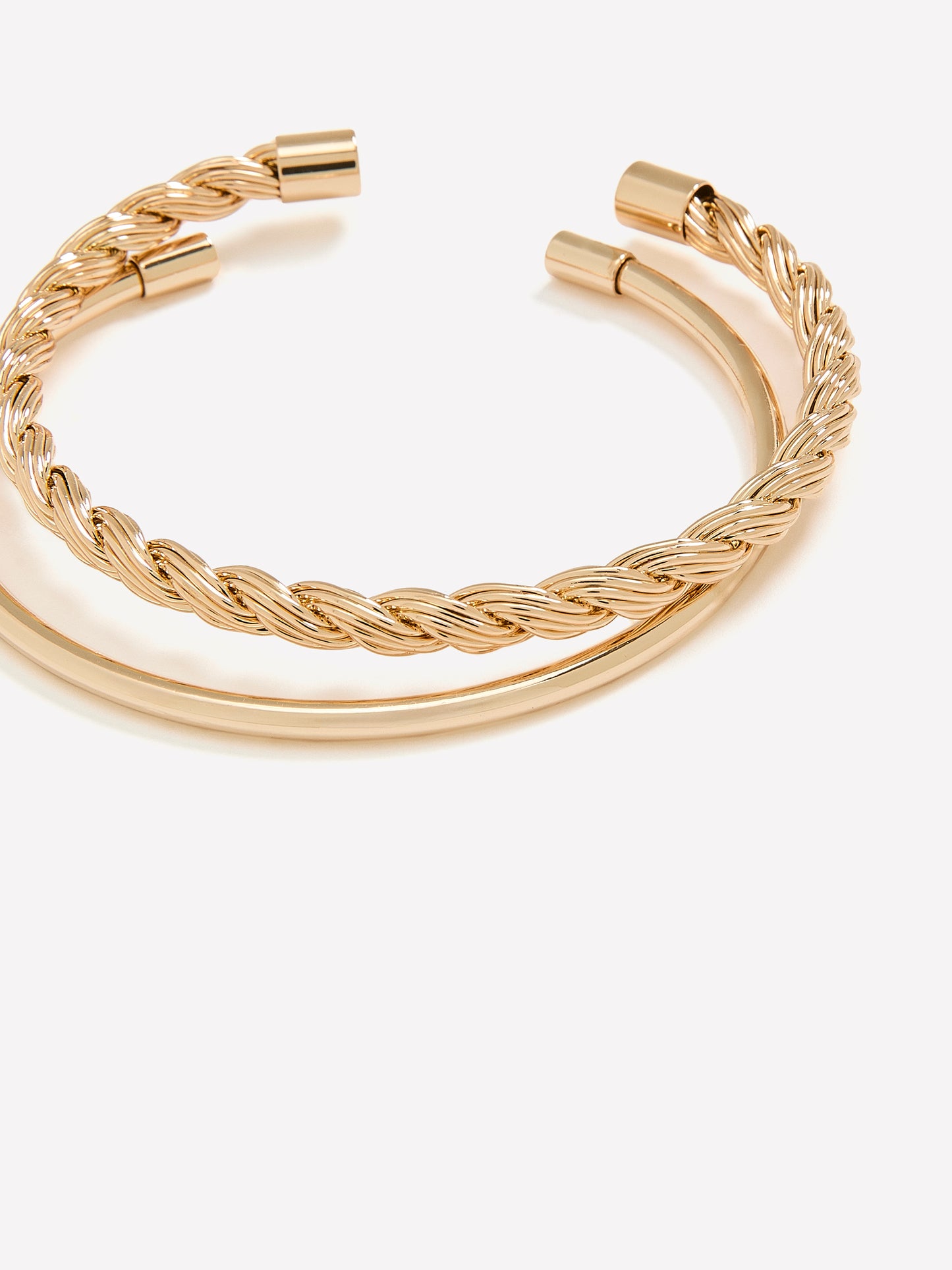 Thin Golden Cuff Bracelets, Set of 2