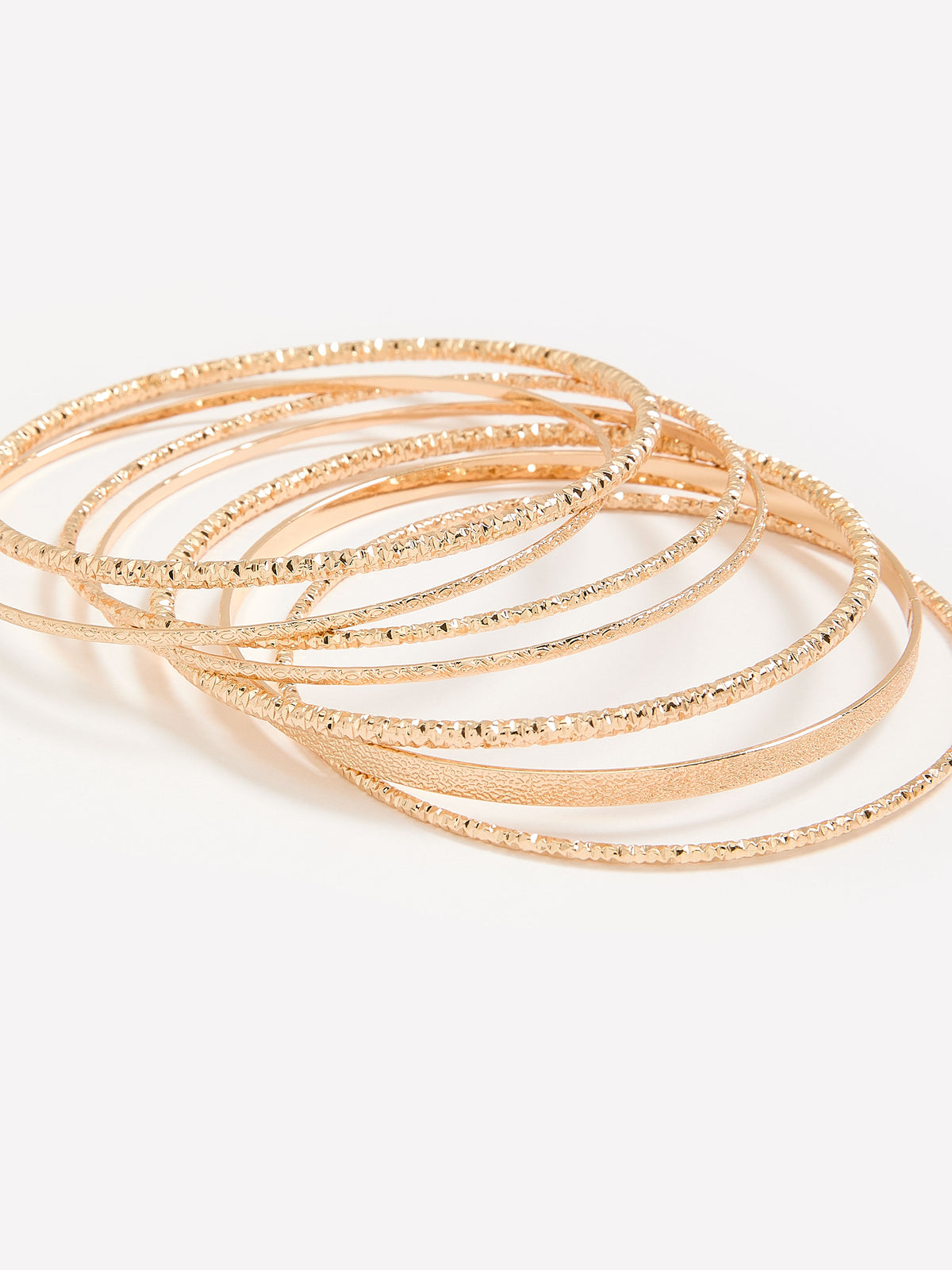 Slim Golden Textured Bangles, Set of 7