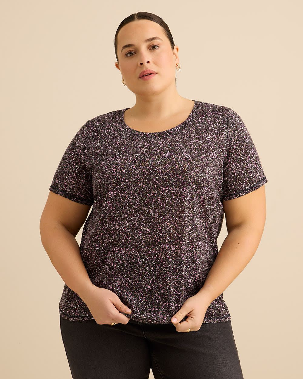 T-shirt coupe galbée à col rond 