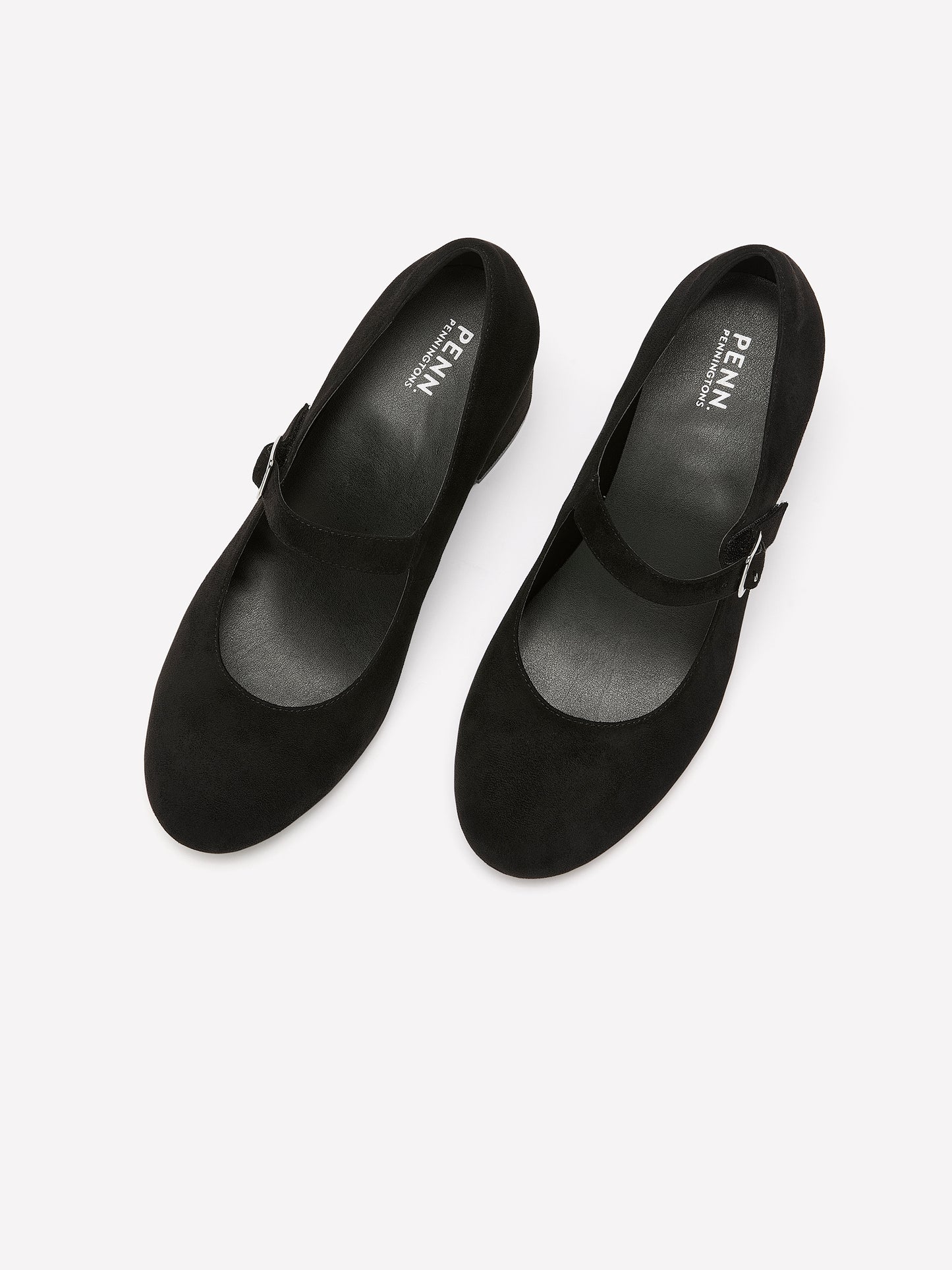 Wide Width, Marylou Black Microsuede Mid-Heel Strap Shoe