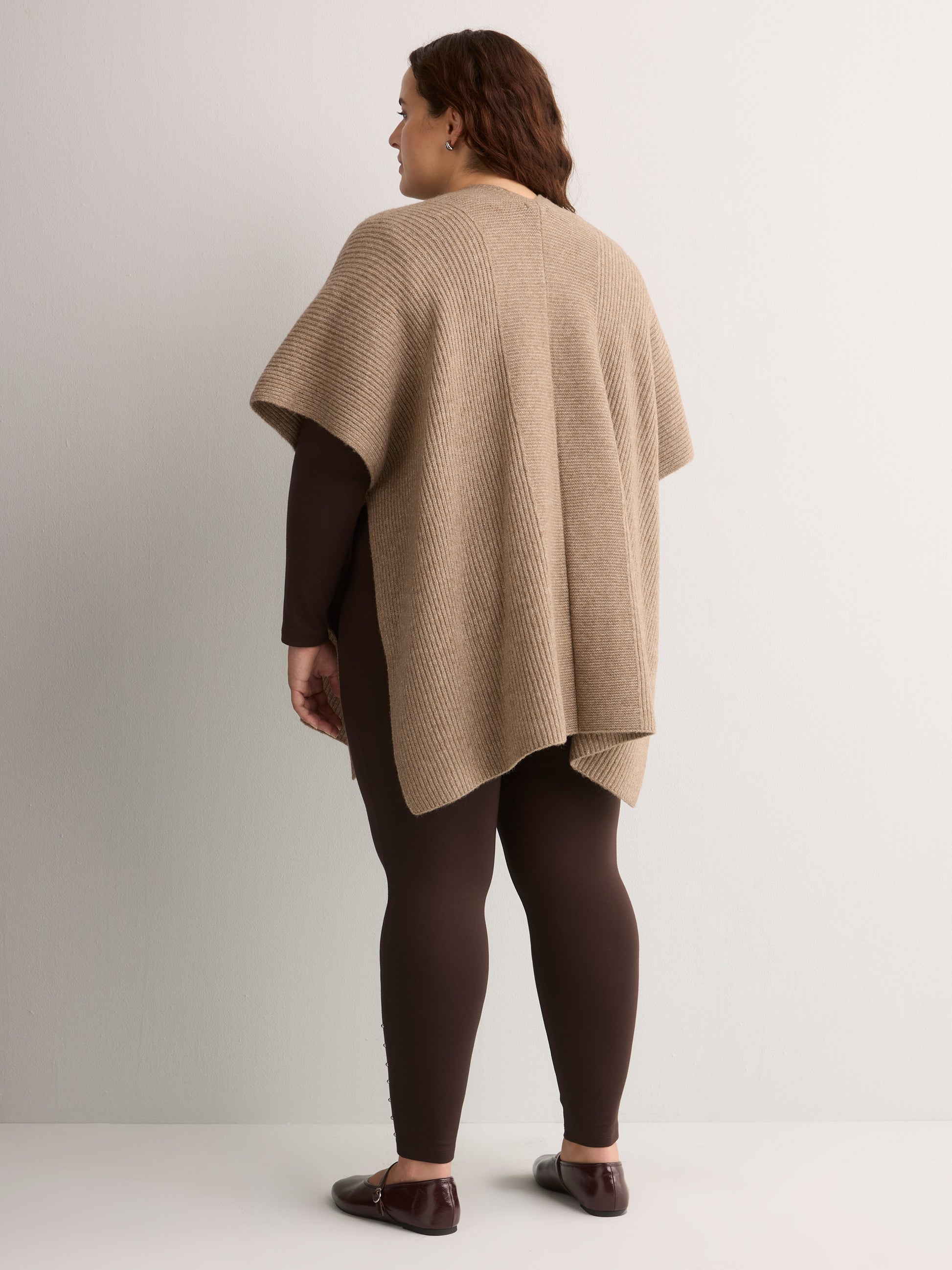Ribbed Stitch Knit Cardigan Cape