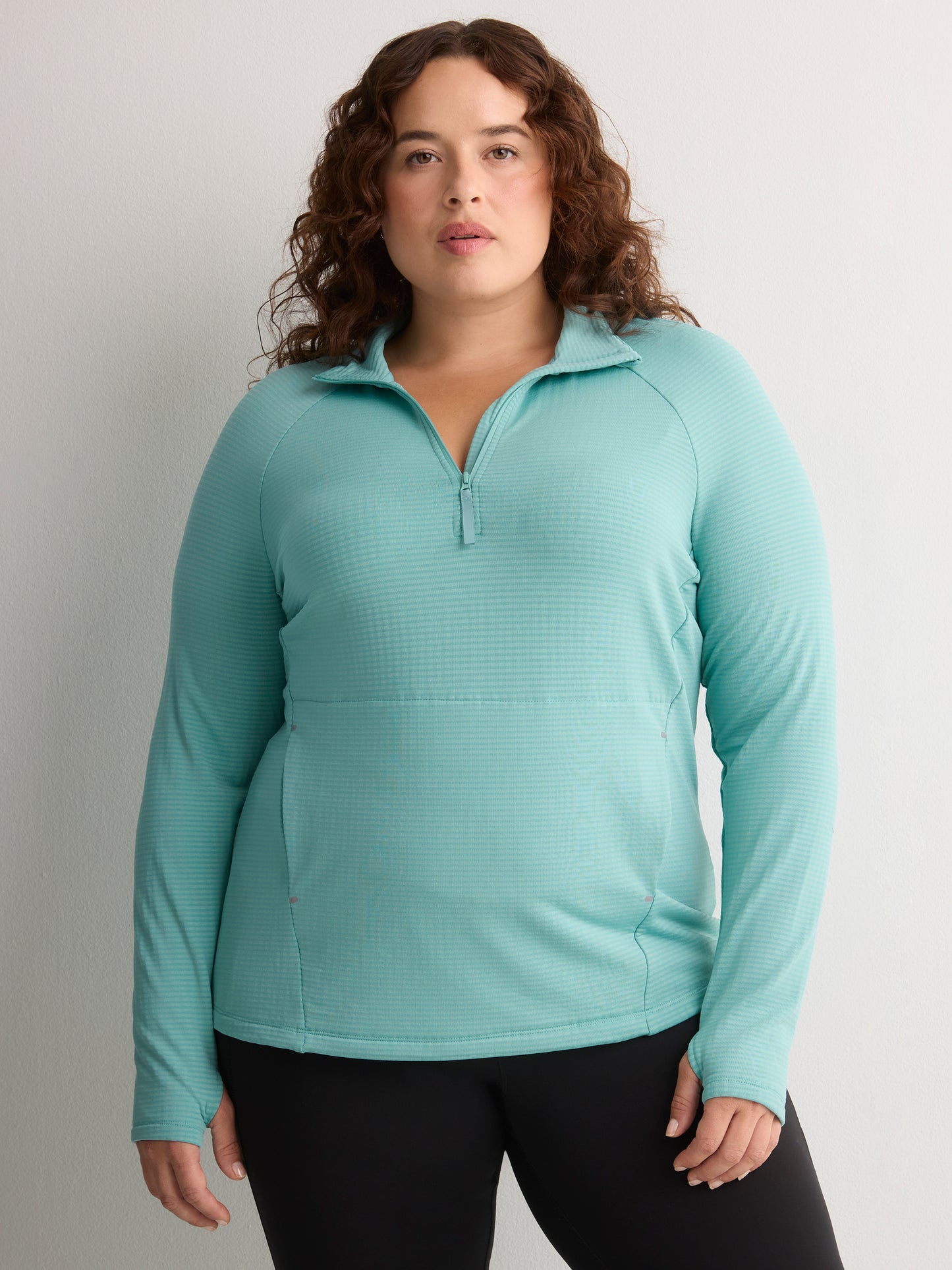 Green Long-Sleeve Half-Zip Textured Performance Pullover - Active Zone