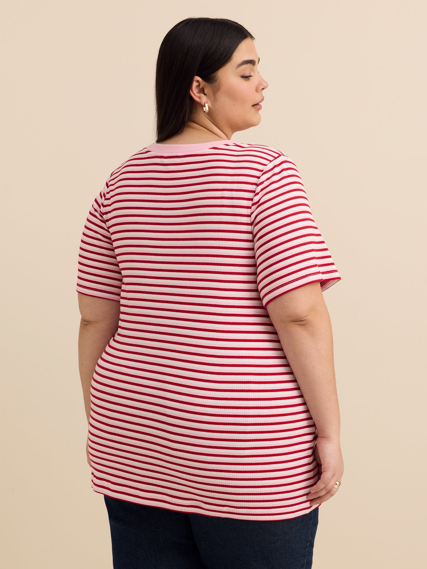 Curvy-Fit Crewneck Tee with Placement Print