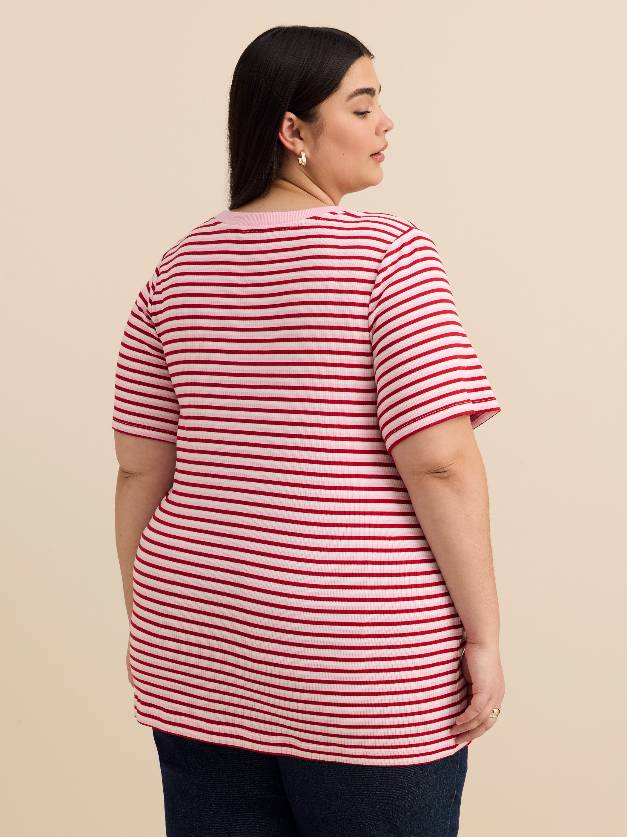 Curvy-Fit Crewneck Tee with Placement Print