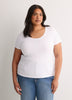 Ribbed Knit Fitted Short-Sleeve T-Shirt