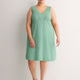 Linen Blend V-Neck Swing Dress with Crochet Tape