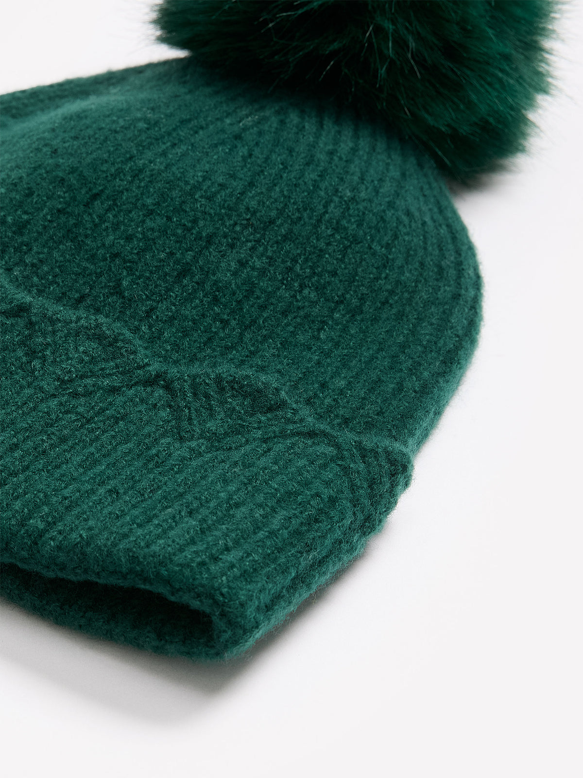 Scalloped Knit Beanie with Pompom