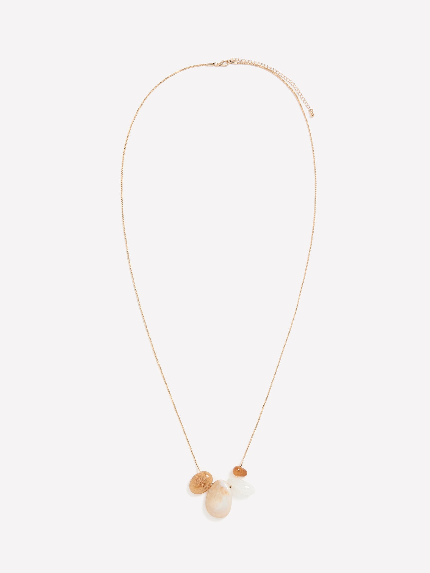 Long Golden Necklace with Resin Beads