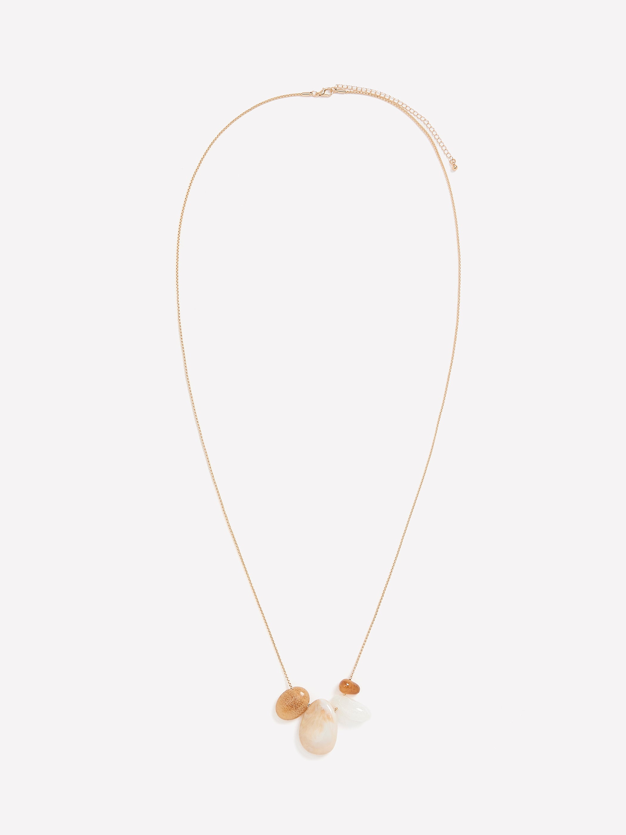 Long Golden Necklace with Resin Beads