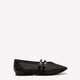 Wide Width, Black Crista Mesh Double Buckle Flat Shoe - Naturalizer