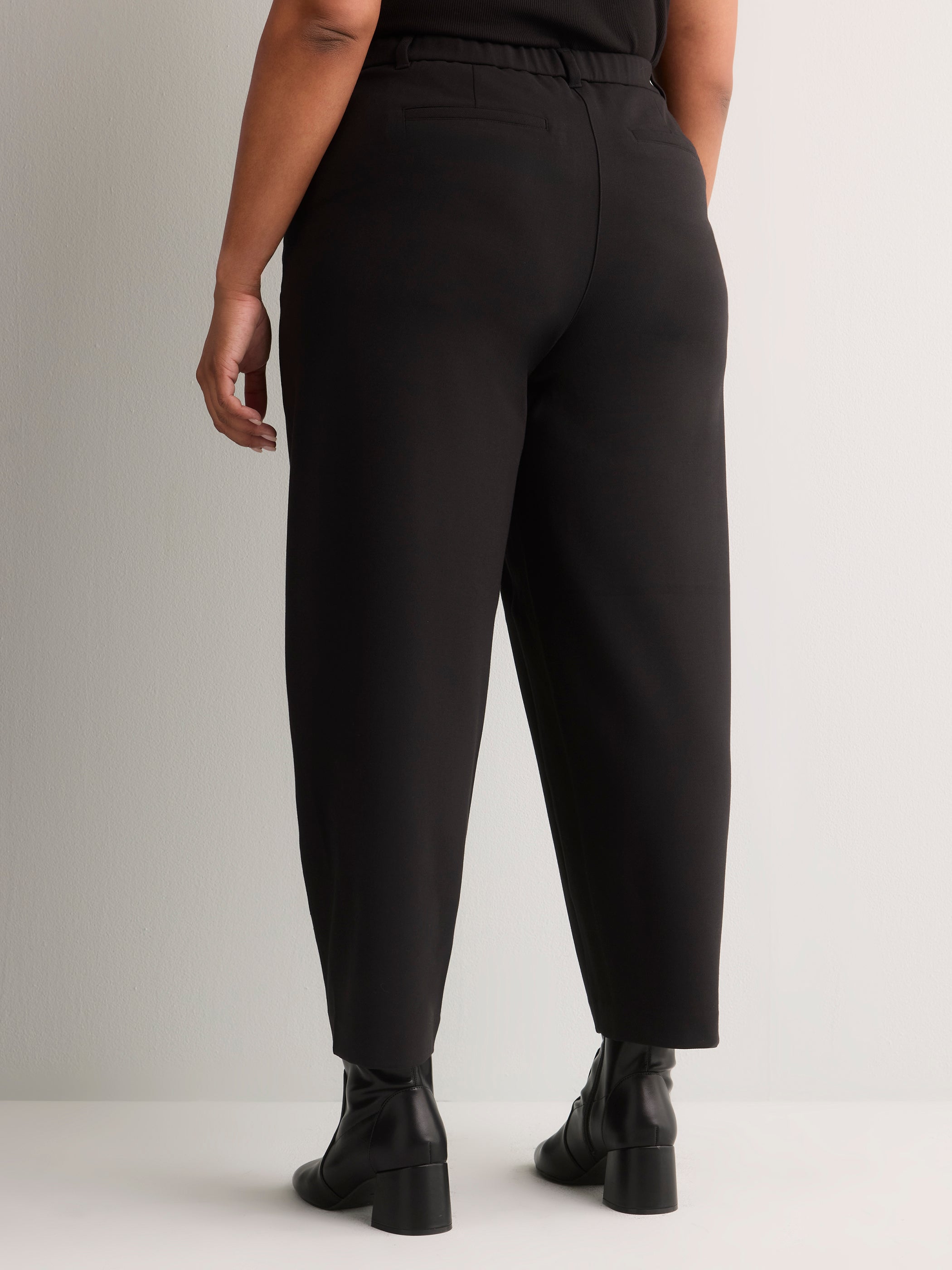 Dark Barrel-Leg Trousers