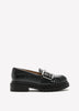 Extra Wide Width, Black Chunky Faux Leather Loafer with Side Buckle