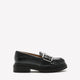 Extra Wide Width, Black Chunky Faux Leather Loafer with Side Buckle