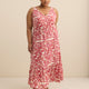 Responsible, V-Neck Sleeveless Tiered Maxi Dress with Tie Belt