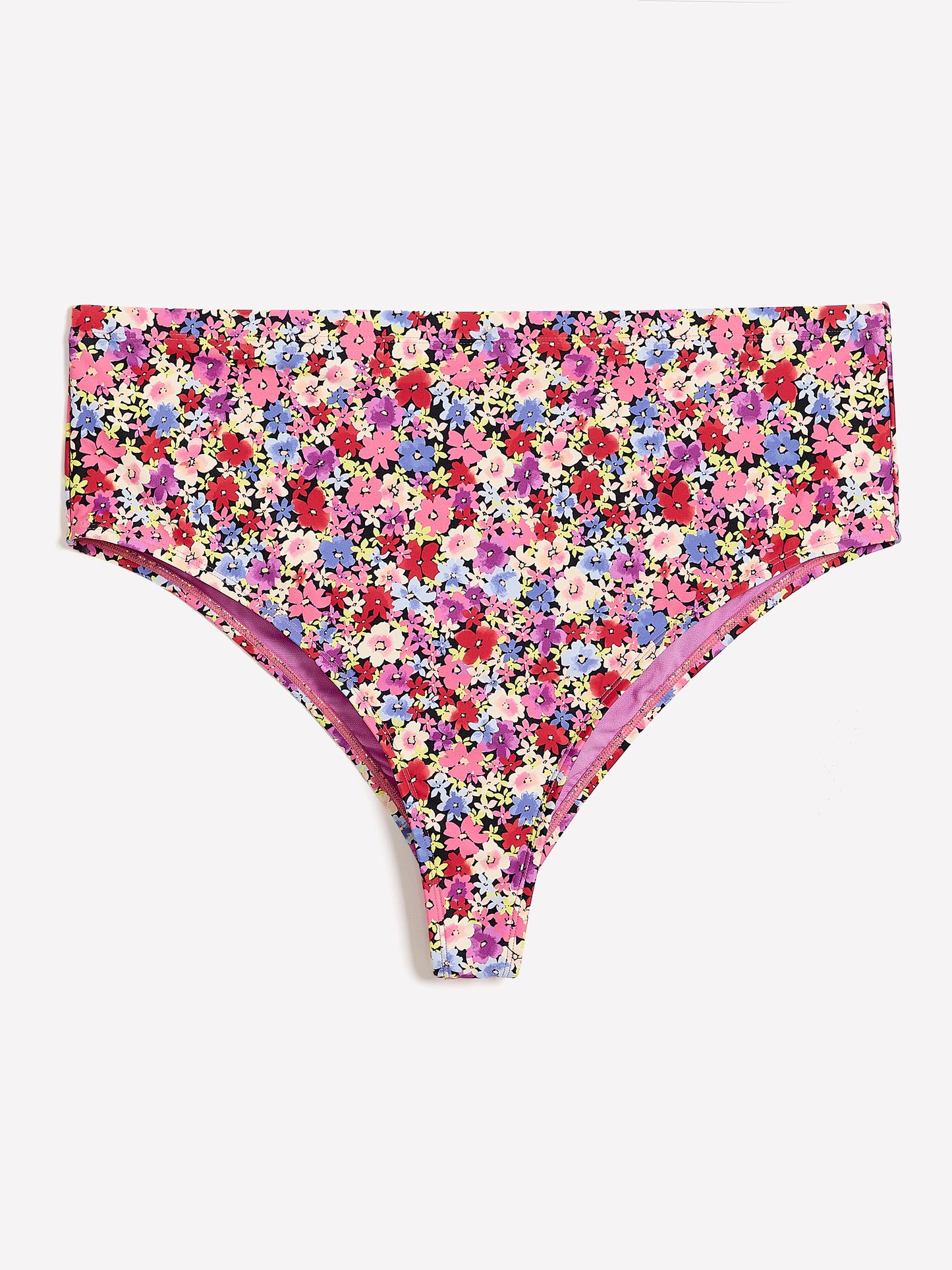 Culotte de maillot fleurie échancrée taille haute