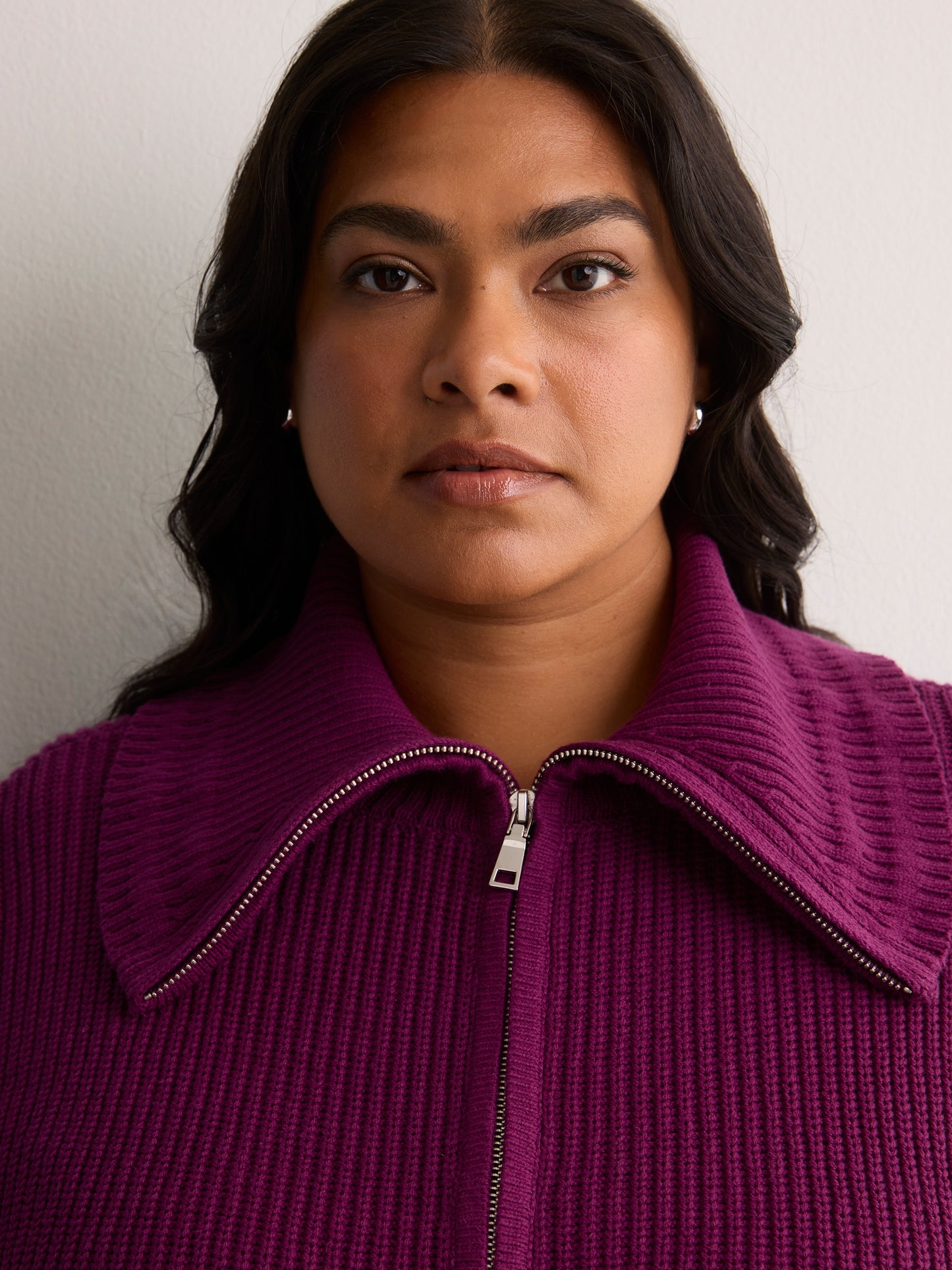 Straight Zippered Sweater Cardigan