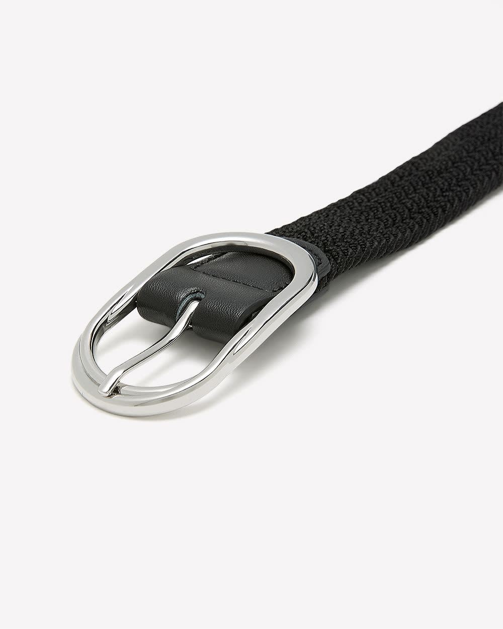 Stretch Denim Belt with Oval Buckle