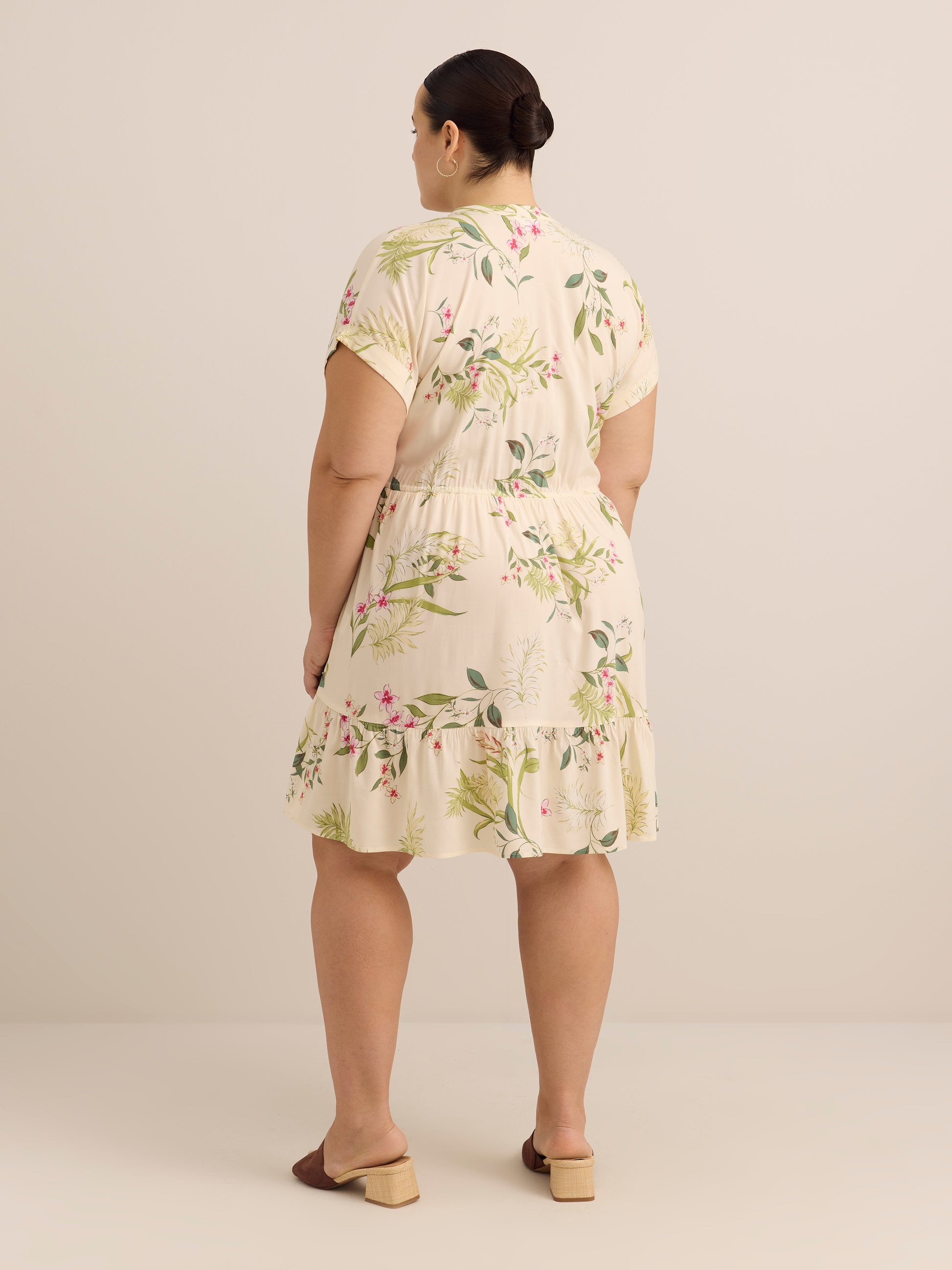 Responsible, Short Dolman-Sleeve Tiered Popover Dress