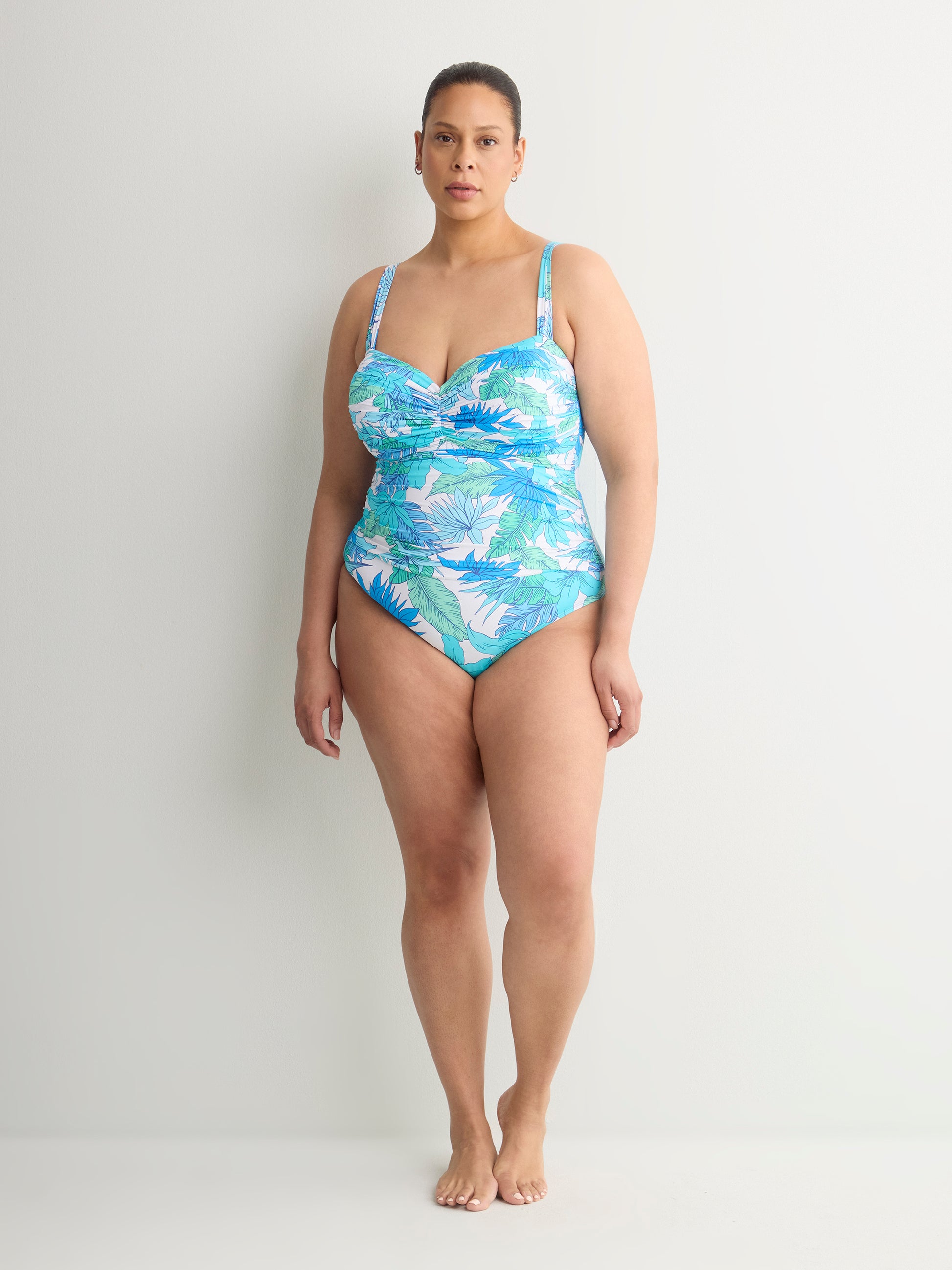 Shirred Bandeau Underwire One-Piece Swim Suit - Bleu by Rod Beattie