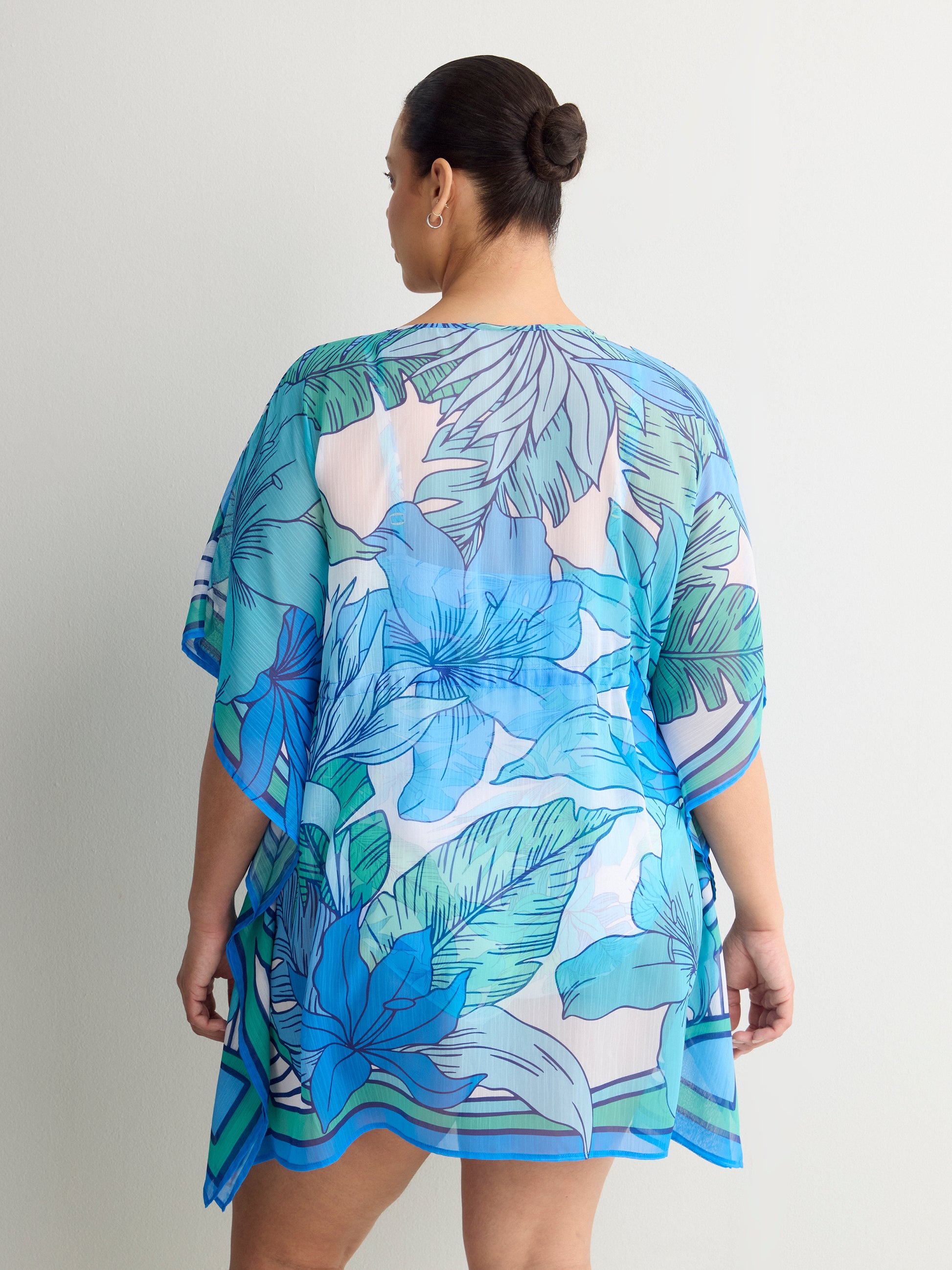 Printed Chiffon Caftan - Bleu by Rod Beattie