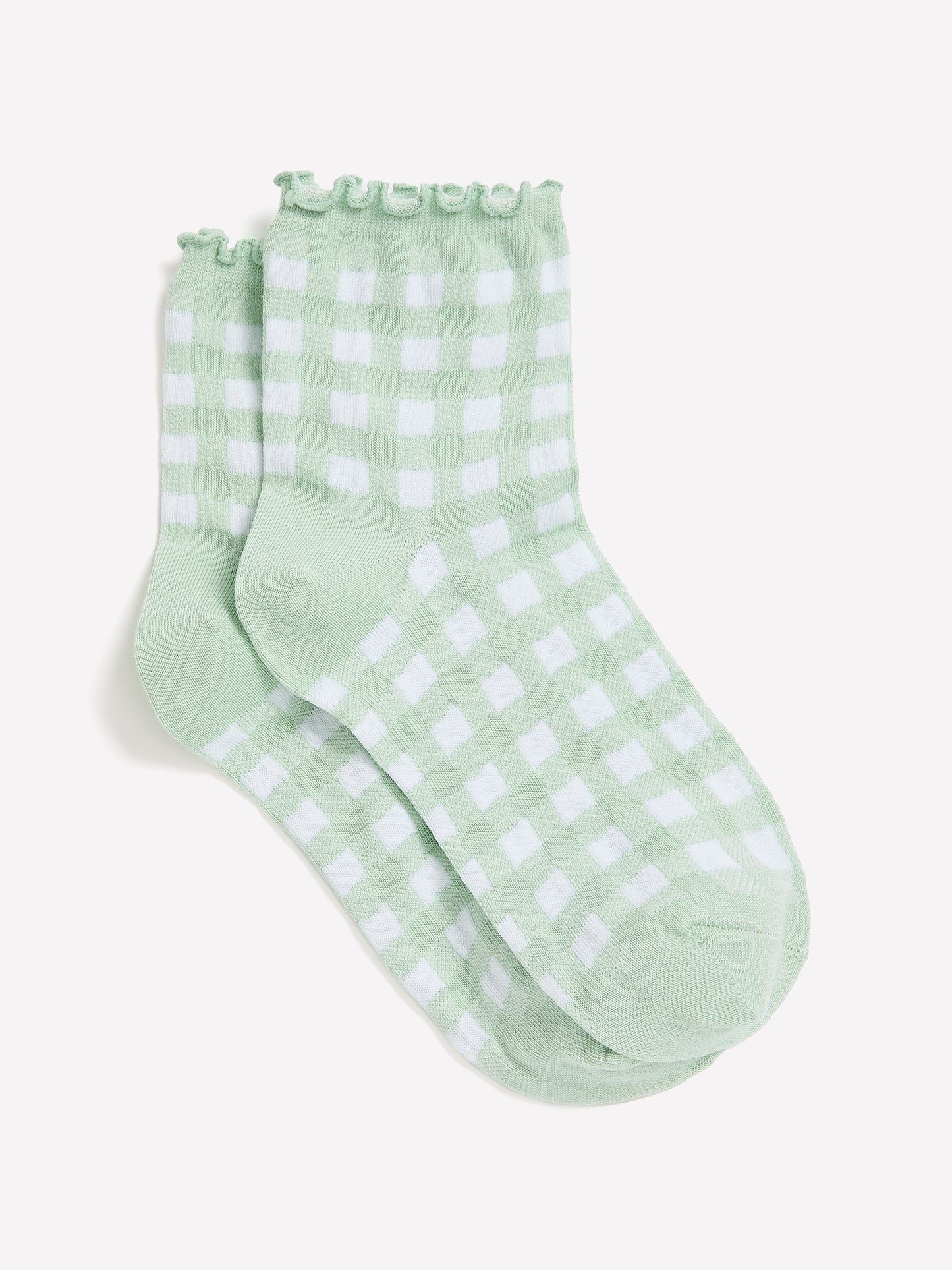 Printed Ankle Socks with Lettuce Edge