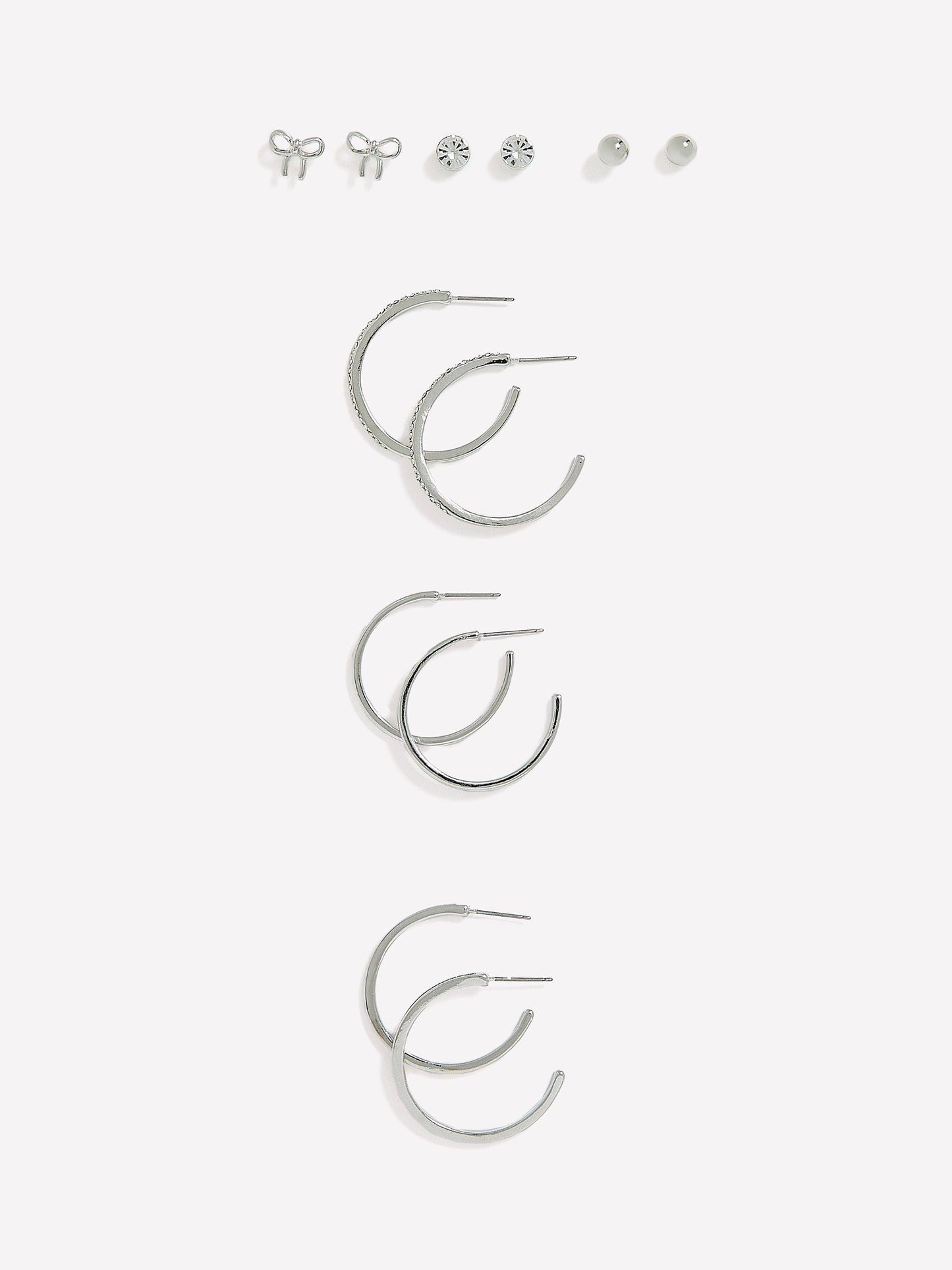 Paper Glitter Hoop and Stud Earrings, Set of 6