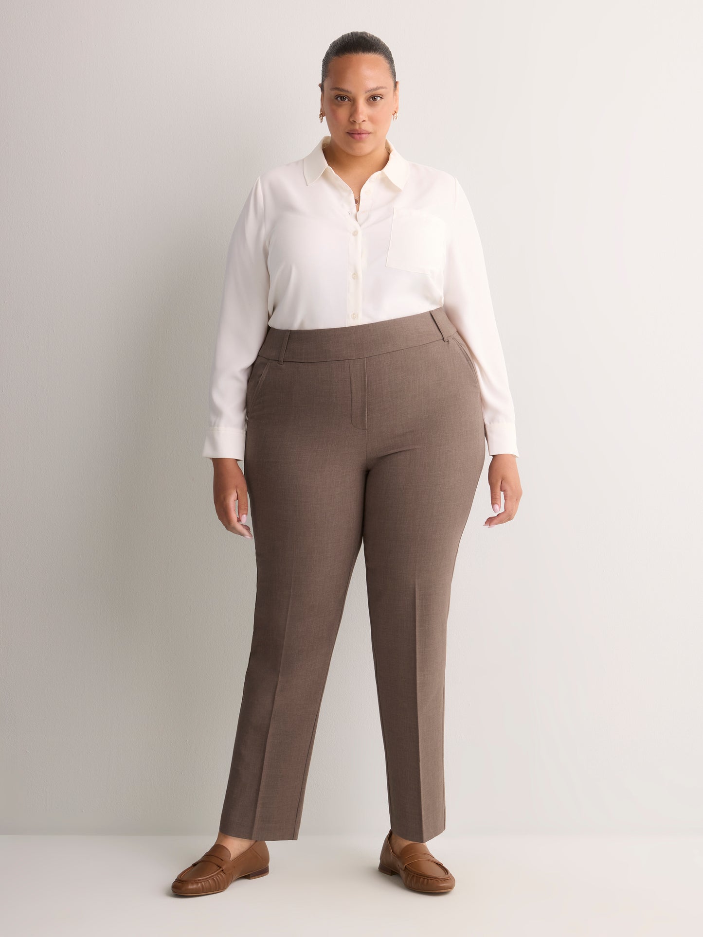 Grey Slim-Leg Savvy Twill Pants