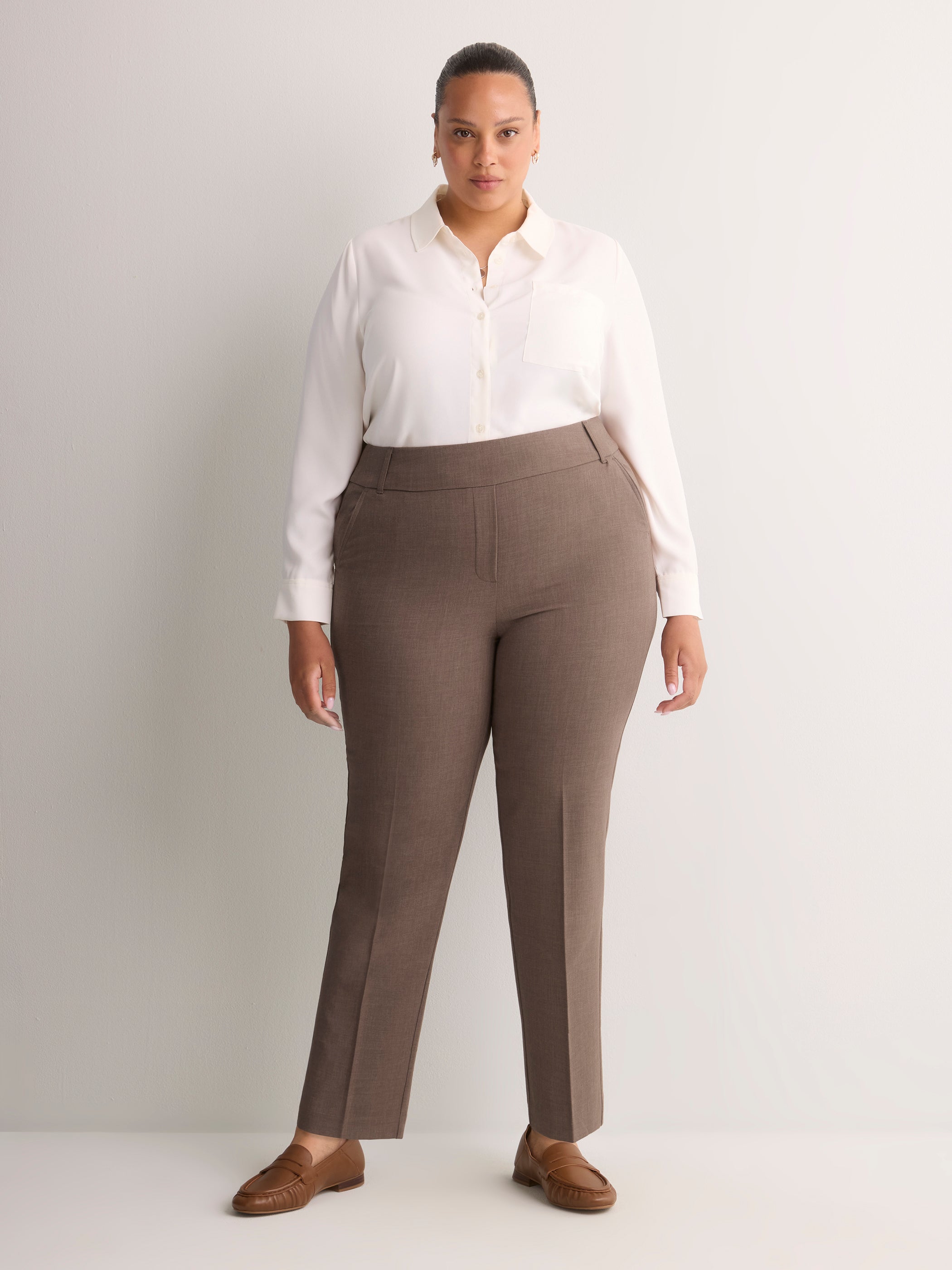 Grey Slim-Leg Savvy Twill Pants