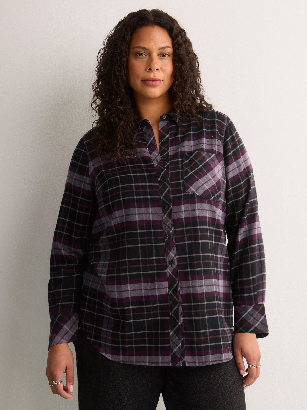 Plaid Flannel Buttoned-Down Tunic Shirt