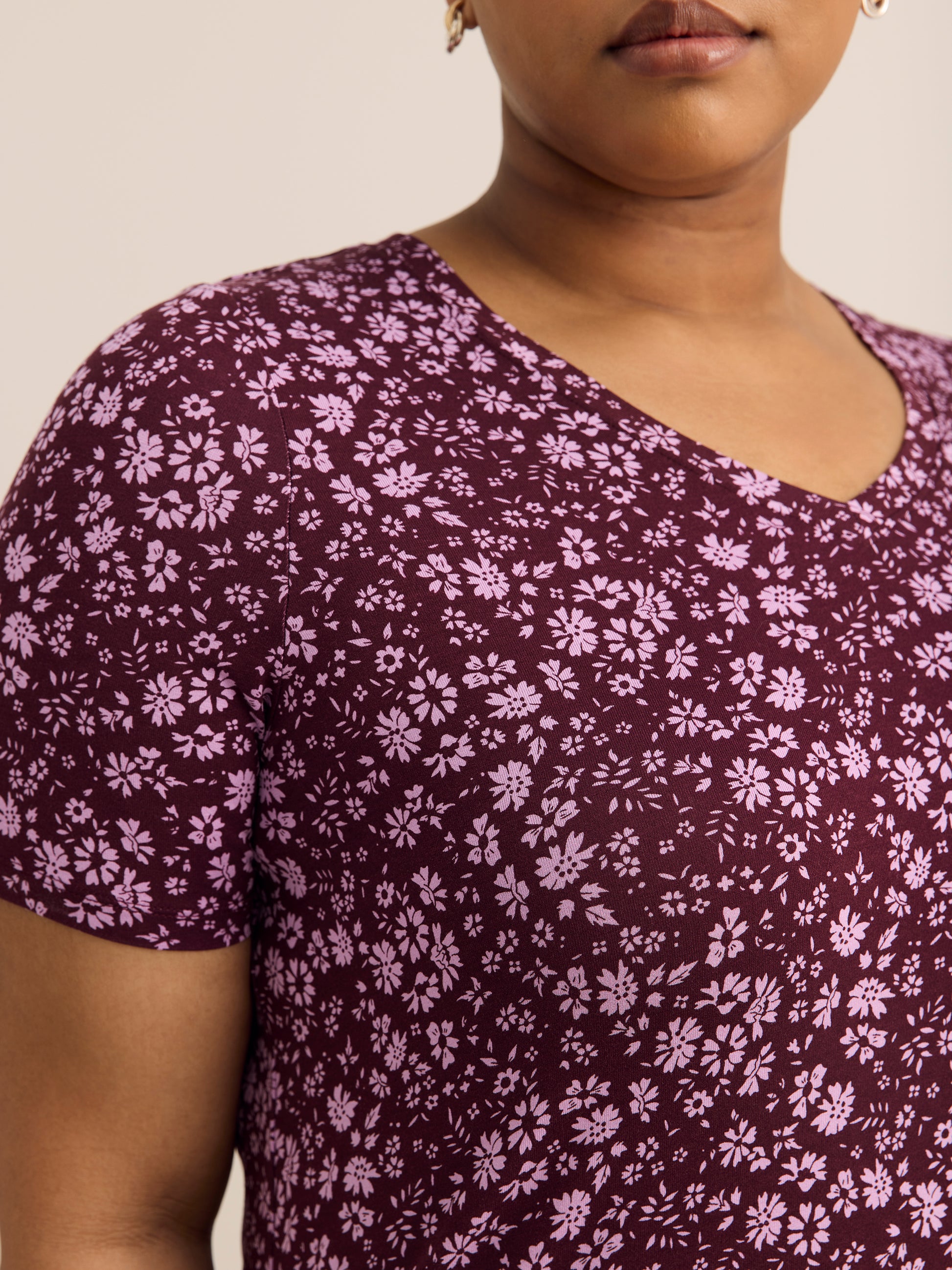 V-Neck Short Sleeve Tunic with Side Slits