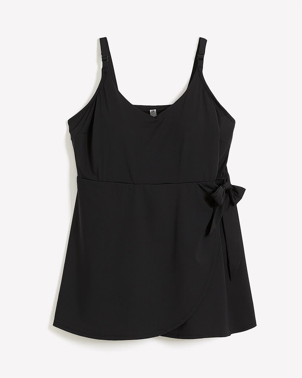 Black Swimdress with Side Waist Tie