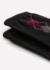 Black Rolled-Edge Crew Socks with Argyle Print