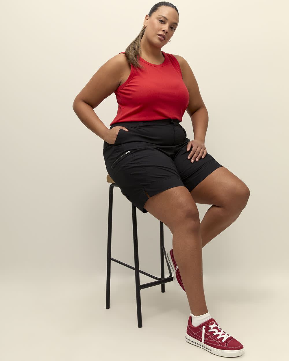 Bermuda en coton avec bande de taille côtelée