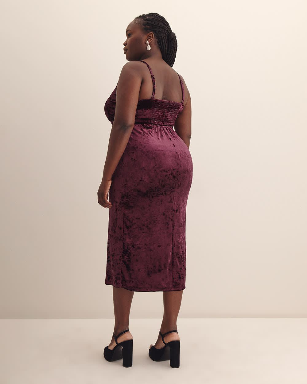 Robe tricotée Addition Elle – coupe ajustée évasée, bordure en dentelle, longueur midi