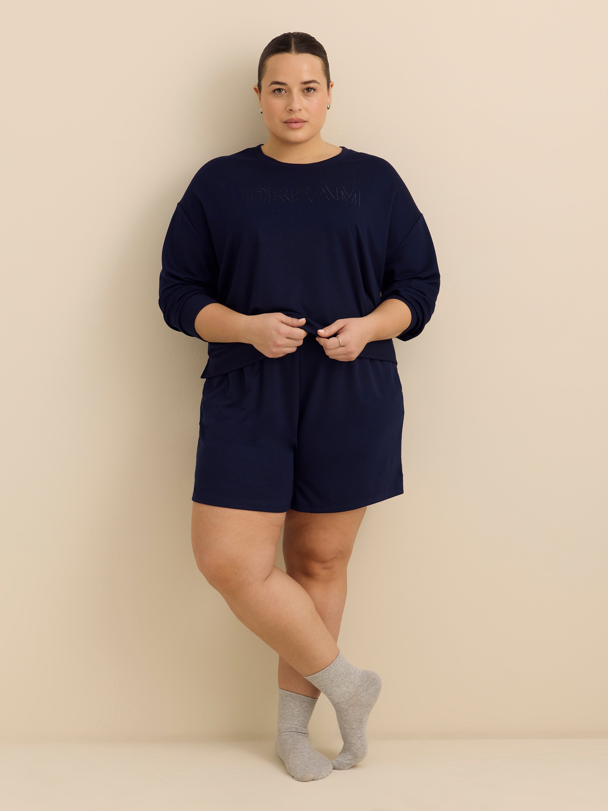 Long-Sleeve French Terry Sweatshirt with Embroidery - ti Voglio