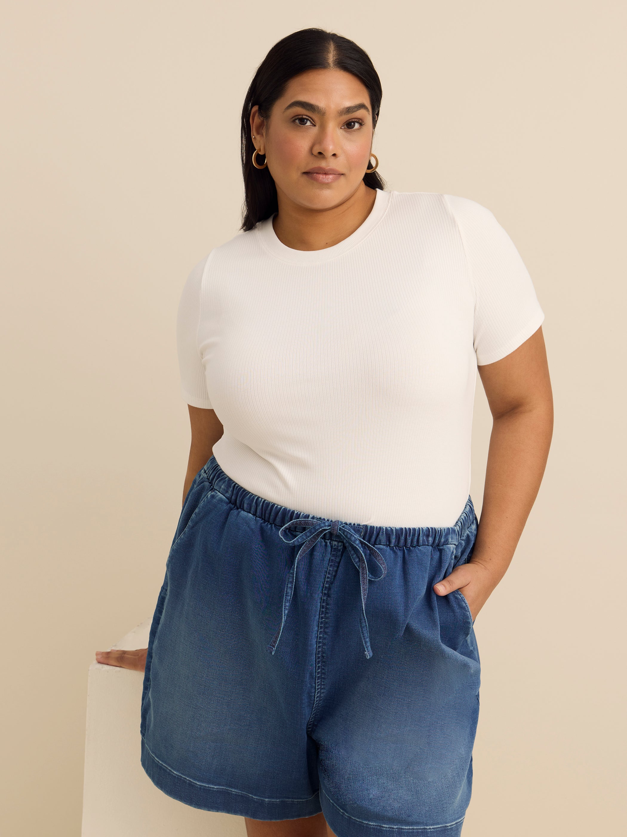 Short en denim extensible à taille moyenne - d/C JEANS