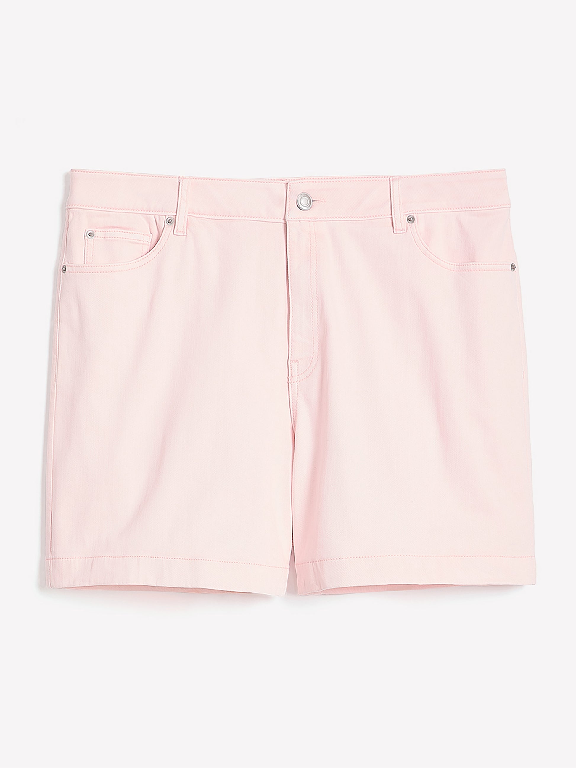 Lilac Curvy-Fit High-Rise Denim Shorts