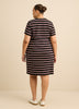 Black Striped Knit Dress with Removable Belt